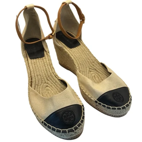 TORY BURCH Color Block 85mm Wedge Espadrille Size 11 - Picture 1 of 9
